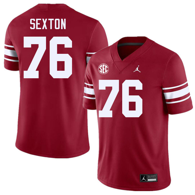 Men #76 Jacob Sexton Oklahoma Sooners 2024 SEC Conference College Football Jerseys-Throwback